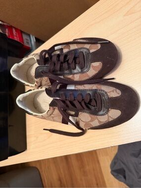 Coach Kids Brown Signature Logo Athletic Sneakers